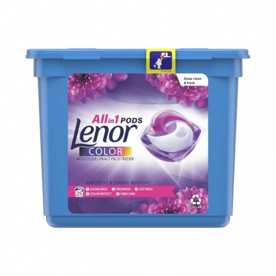 LENOR All in 1 Gélové kapsuly Color - Amethyst & Floral Bouquet 25ks LENOR All in 1 Gélové kapsuly Color - Amethyst & Floral Bouquet 25ks
