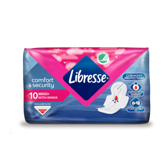 LIBRESSE Hygienické vložky comfort & security MAXI+ s krídielkami 10ks LIBRESSE Hygienické vložky comfort & security MAXI+ s krídielkami 10ks