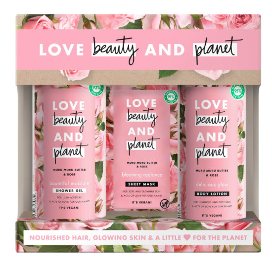Love beauty and planet Darčeková sada SG 400ml, Telové mlieko 400ml, Pleťová maska 21ml Love beauty and planet Darčeková sada SG 400ml, Telové mlieko 400ml, Pleťová maska 21ml