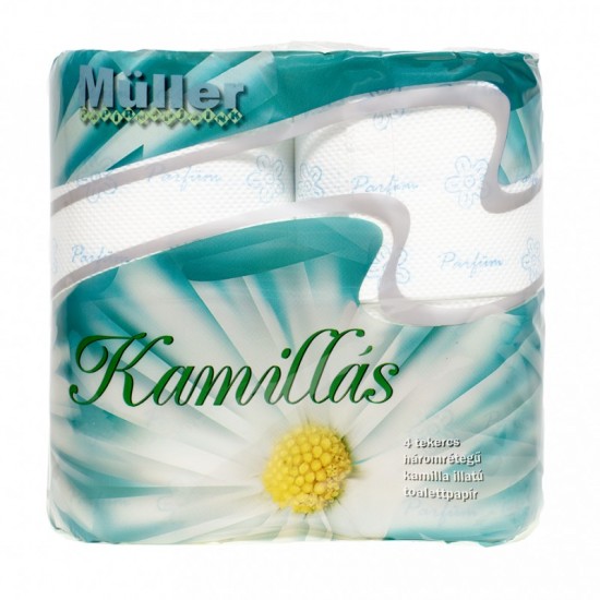 MÜLLER Toaletný papier trojvsrtvový, 4 kotúče v balení - Kamilka