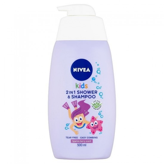 NIVEA Kids Detský sprchový gél a šampón 2 v 1 vôňa lesného ovocia 500ml