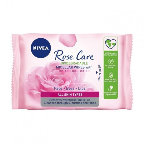 NIVEA Micelárna obrúsky s ružovou vodou Micellar Rose Water Wipes 25ks