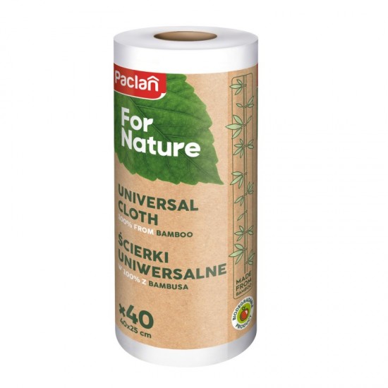 PACLAN For Nature Univerzálne rozložiteľné bambusové utierky 40ks/rolka - rozmer 25x40cm PACLAN For Nature Univerzálne rozložiteľné bambusové utierky 40ks/rolka - rozmer 25x40cm