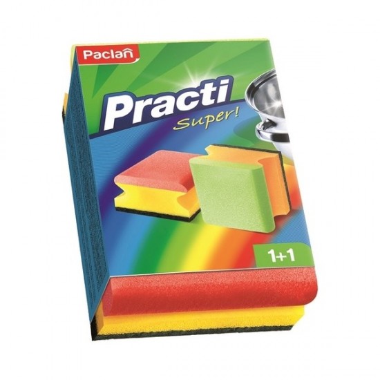 PACLAN Kuchynská špongia Practi super - 2ks (farebné)