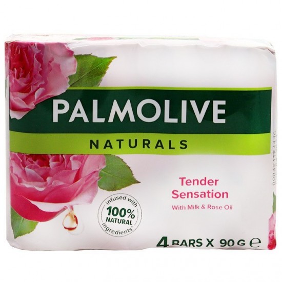 PALMOLIVE Tuhé mydlo Tender Sensation - Milk & Rose oil 4x90g