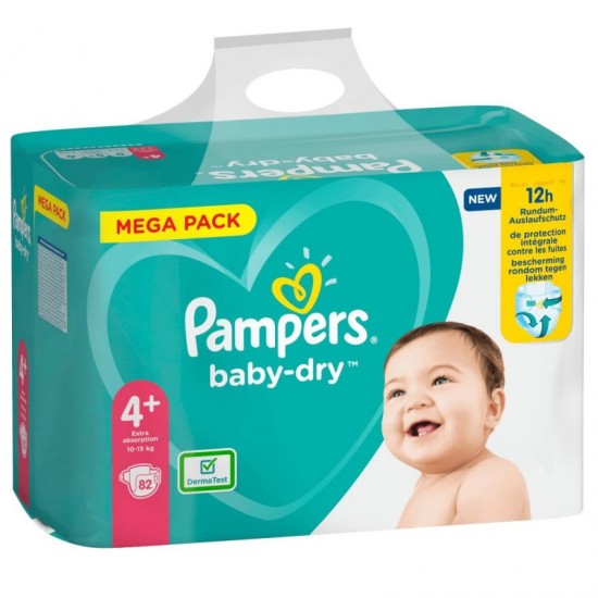 PAMPERS Baby dry 4+ (10-15kg) 82ks