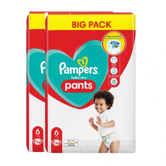 PAMPERS Detské plienky baby-dry pants 6 (15+kg) 2x46ks