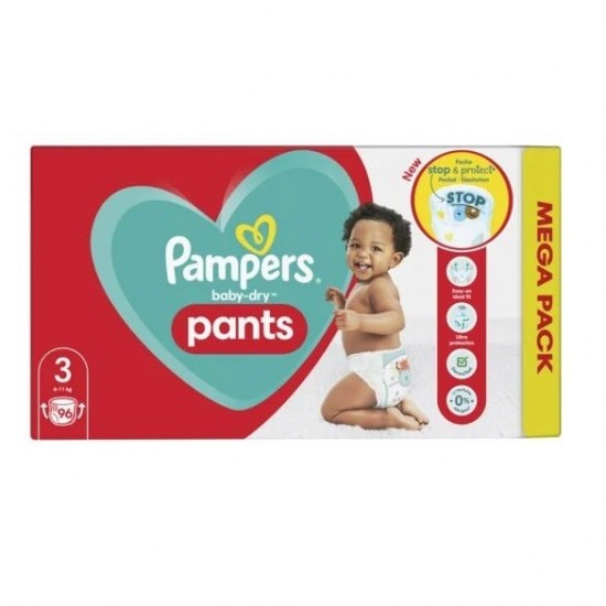 PAMPERS Detské plienky Pants Stop & Protect pocket 3 (6-11kg) 96ks