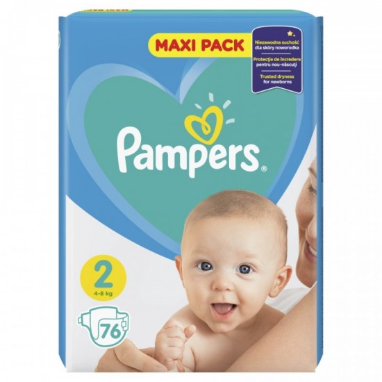 PAMPERS New Baby-Dry Maxi Pack Mini 2 4-8 kg 76ks PAMPERS New Baby-Dry Maxi Pack Mini 2 4-8 kg 76ks