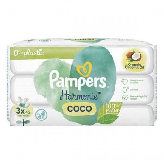 PAMPERS Detské Čistiace Obrúsky Coconut Pure 3x42ks PAMPERS Detské Čistiace Obrúsky Coconut Pure 3x42ks