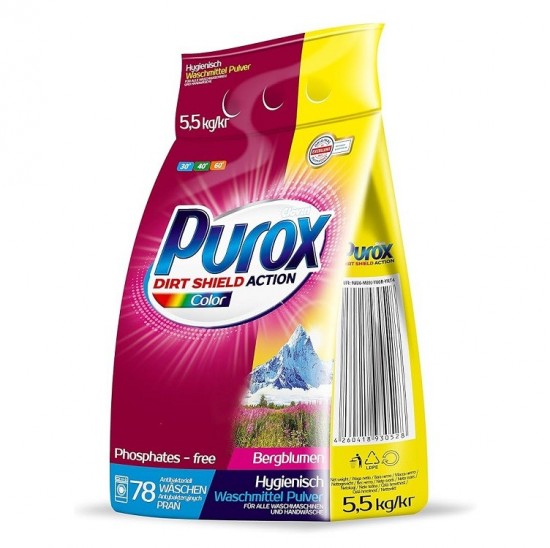 PUROX Prací prášok COLOR 5,5kg - 78 praní (sáčok) PUROX Prací prášok COLOR 5,5kg - 78 praní (sáčok)
