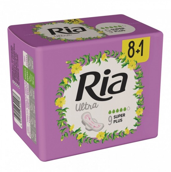RIA Ultra Dámské hygienické vložky Super plus 9ks RIA Ultra Dámské hygienické vložky Super plus 9ks