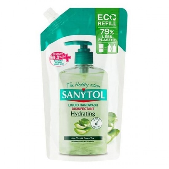 SANYTOL Zelený čaj & Aloe Vera dezinfekčný hydratujúce mydlo na ruky náhradná náplň 500ml