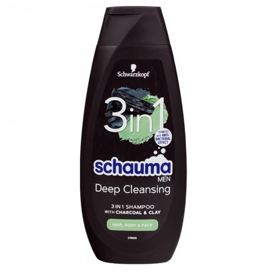 Schauma MEN šampón Charcoal & Clay 3v1 400ml