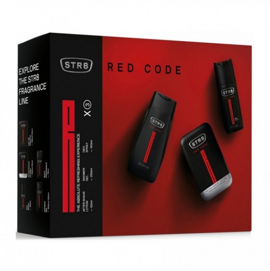 STR8 Darčeková kazeta Red code Voda po holení 50ml, Sprchový gél 250ml, Deodorant 150ml