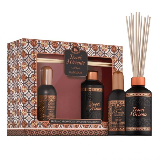 TESORI D-ORIENTE Darčeková kazeta Hammam Aroma difúzer 200ml a Parfum na telo 100ml TESORI D-ORIENTE Darčeková kazeta Hammam Aroma difúzer 200ml a Parfum na telo 100ml