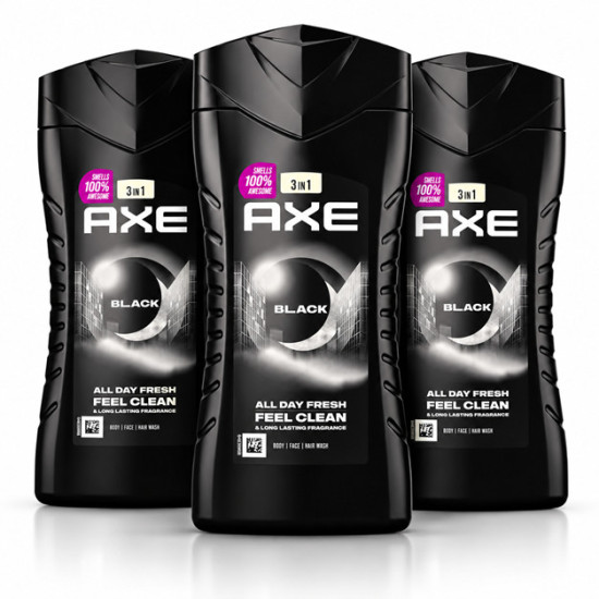 VÝHODNÁ SADA 3x Axe Sprchový gél Black 3in1 250ml VÝHODNÁ SADA 3x Axe Sprchový gél Black 3in1 250ml