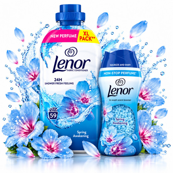 VÝHODNÁ SADA Lenor Spring Awakening Aviváž 1,239l 59PD + vonné perličky Unstoppables 195g VÝHODNÁ SADA Lenor Spring Awakening Aviváž 1,239l 59PD + vonné perličky Unstoppables 195g