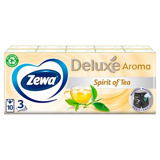 ZEWA Deluxe papierové vreckovky Aroma Spirit of Tea 3-vrstvové 10x10ks