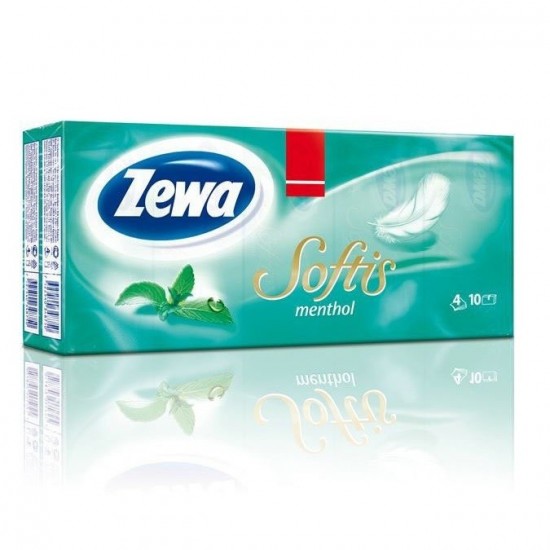 ZEWA Softis papierové vreckovky Menthol breeze 4-vrstvové 10x10ks