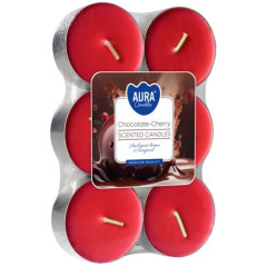 AURA vonná sviečka čajová - 6ks Chocolate Cherry