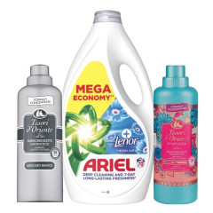 VÝHODNÁ SADA Ariel prací gél 3150ml 70praní + 2x Tesori d-oriente Aviváž 760ml 38PD