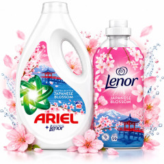 VÝHODNÁ SADA Japanese Blossom Ariel prací gél 1800ml 40PD + Lenor Aviváž 1,239L 59PD