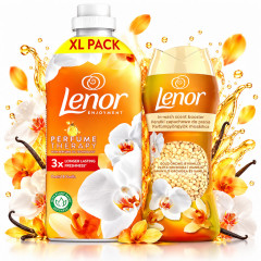 VÝHODNÁ SADA Lenor Orchid & Vanilla Aviváž 987ml 47PD + vonné perličky Unstoppables 195g