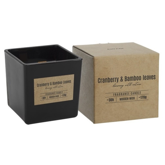 E-shop BISPOL Vonná sviečka s dreveným knôtom Cranberry &amp; Bamboo leaves 170g