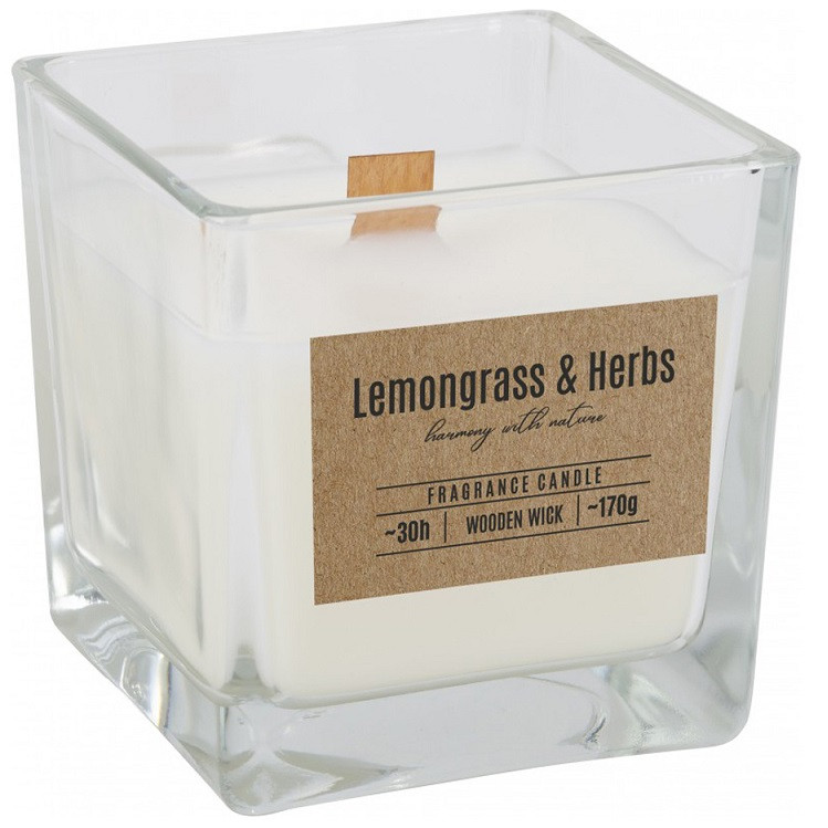 E-shop BISPOL Vonná sviečka s dreveným knôtom Lemongrass&amp;Herbs 170g