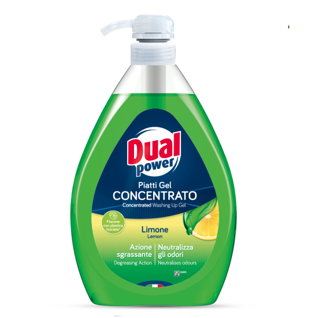 E-shop Dual Power čistiaci prostriedok na ručné umývanie riadu Lemon s pumpičkou 1L