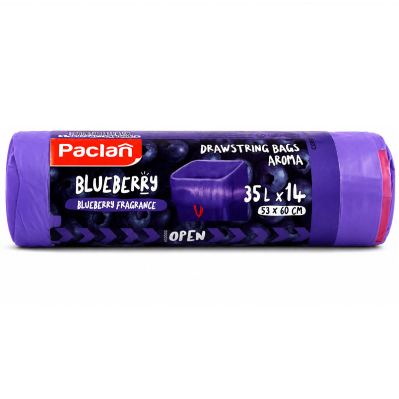 PACLAN Vrecia na odpad AROMA s vôňou, zaťahovacie uši 35L - 14ks (žlté), 15µ, HDPE