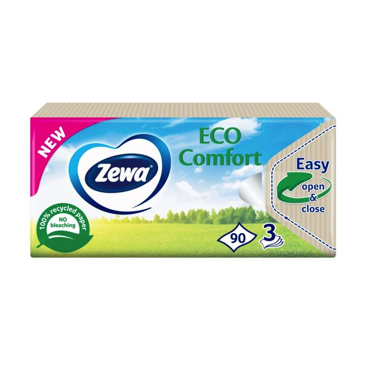 E-shop ZEWA Deluxe papierové vreckovky Eco Comfort Natural 3-vrstvové 90ks